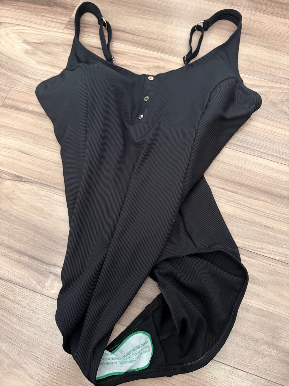 Black Ribbed One-Piece Swimsuit - Picture 3 of 5